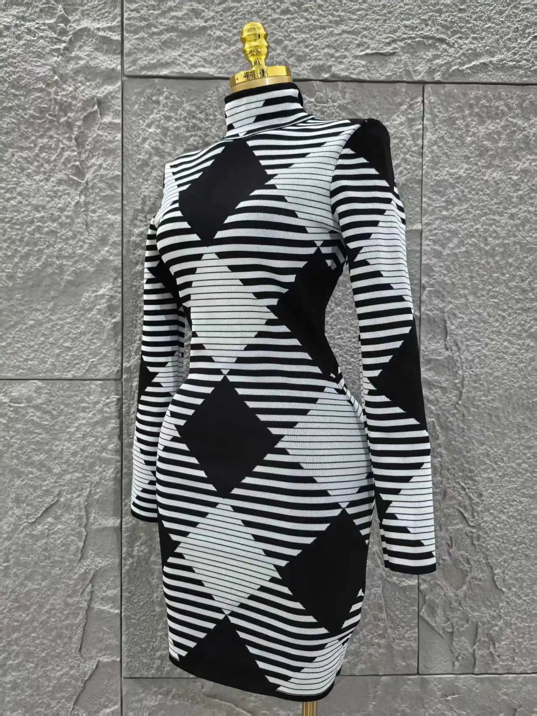 Women Long Sleeve Sexy Plaid Bodycon Mini Bandage Dress Fashion Evening Party Celebrate Office Wear Clothing