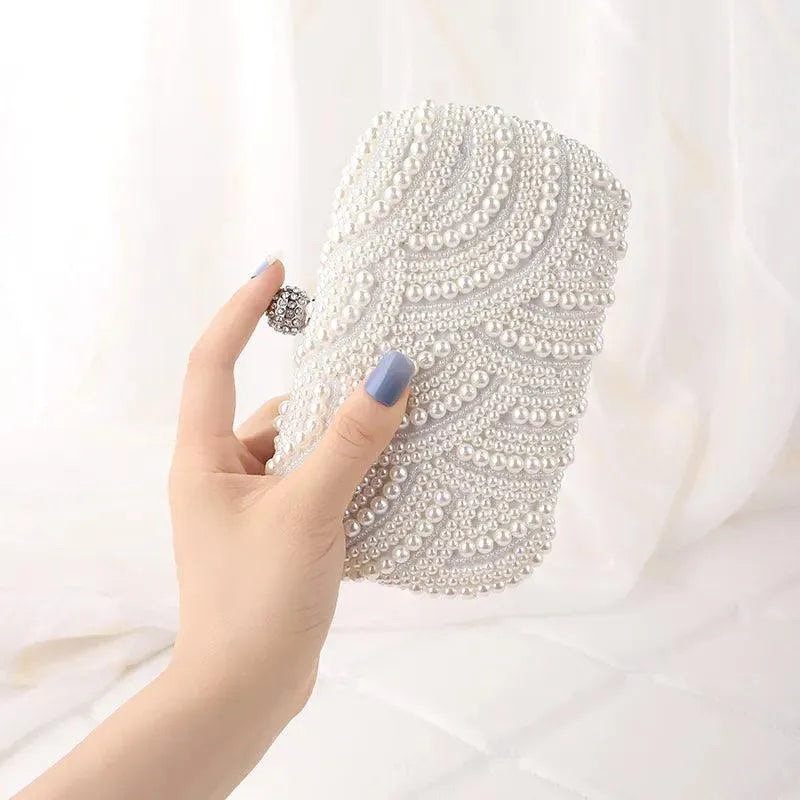 Retro Style Luxurious Designer Dinner Bag Pearl Fashionable Practicaldecoration Women Handbag Party Wave Shape Evening Bag 1111 Mini(Max Length<20cm)