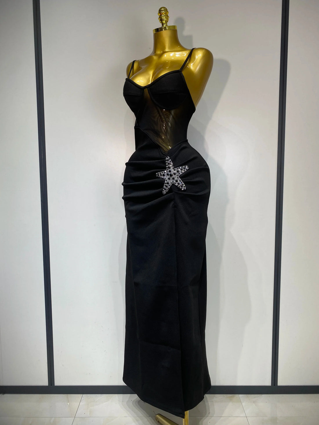 Sexy Long Dress Starfish Decoration Bandage Dress Women  Elegant Style Fashion Evenig Party Luxury Birthday Prom Gowns