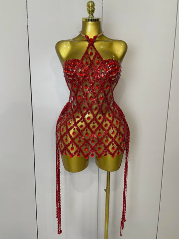 Sparkly Sequin Diamond MeshTransparent Top Dress Two Piece Set Women 2025 Sexy Evening Party Celebrate Birthday Photo Shoot Wear