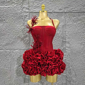 Christmas Style Women Sexy Strapless Florlas 2 PIeces Bodycon Mini Bandage Dress Nightclub Party Wedding Mermaid Outfit