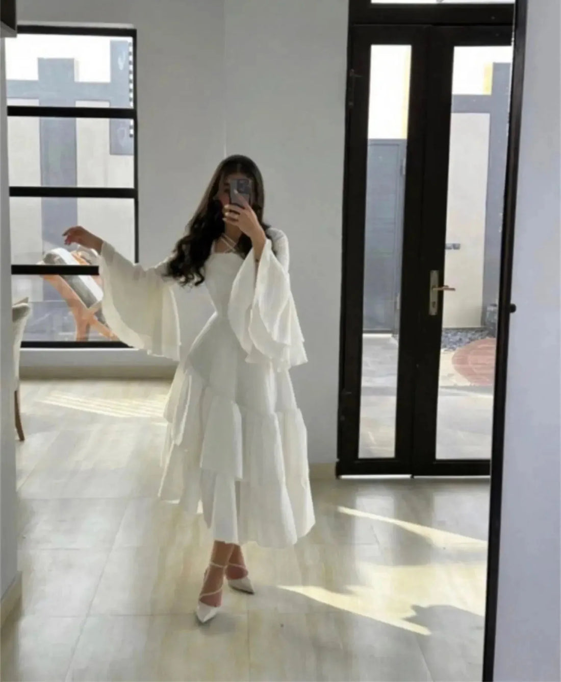 Layered Party Dresses for Women Evening Dress Party Evening Elegant Luxury Celebrity Line A Ruffles White Eid Al-fitr