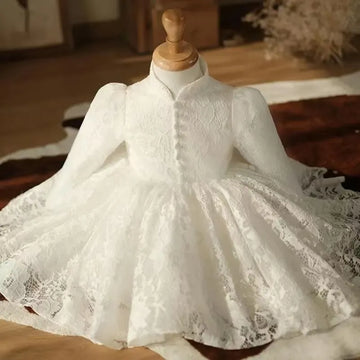 Vestido de princesa para niña a la moda, Vestido de tutú Vintage de encaje de manga larga para niño, Vestido para fiesta de cumpleaños, boda, ropa para niña 