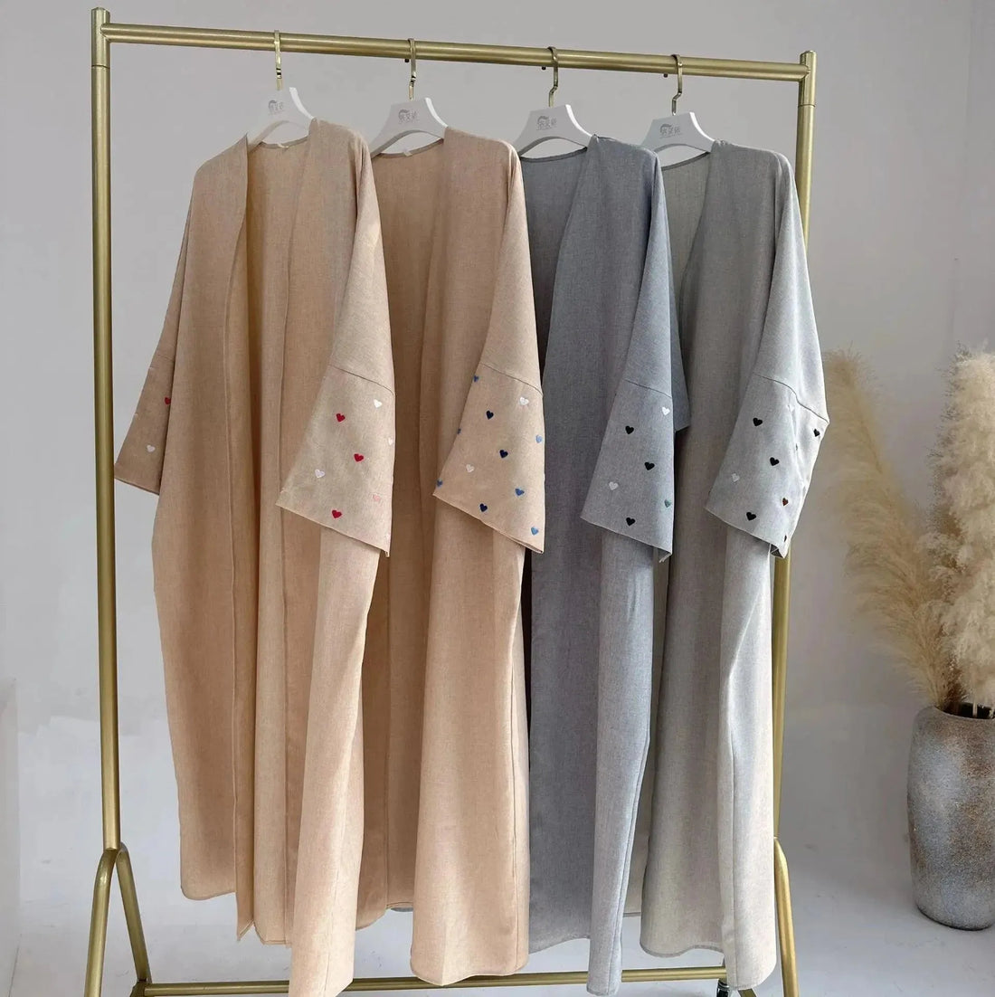 Dubai Abaya Open Cardigan Love Embroidery Women Muslim Dress Kimono Ramadan Eid Turkey Islam Kaftan Arabic Robe Caftan Jalabiya 02 Khaki Blue