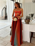 Tie-dye Gradient Hollow Out Women's Maxi Dress Elegant Off Shoulder A-line Hem Long Dresses New Summer 2025 Holiday Female Robes