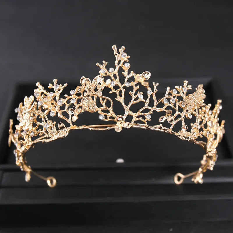 Baroque Crystal Tiaras And Crowns For Women Bride Rhinestone Prom Diadem Bridal Wedding Hair Accessories Jewelry Crown Tiara Gold