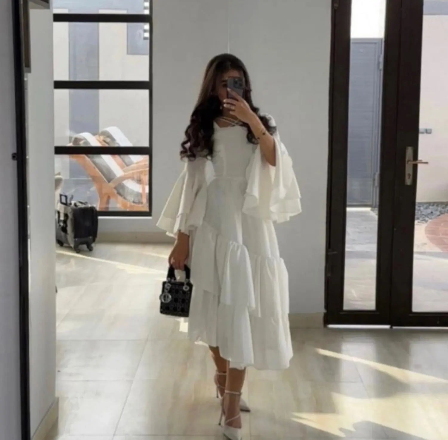 Aileen Layered Party Dresses for Women Evening Dress Party Evening Elegant Luxury Celebrity Line A Ruffles White Eid Al-fitr