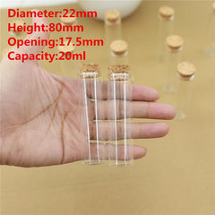 Glass Test Tube 50 PCS/Lot Glass Bottle 17*22*80mm Cork Stopper Mini -flasker Små DIY -krukker Bryllupsdekorative hetteglass