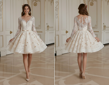 Short Wedding Dress For Fall Wedding Romantic Style