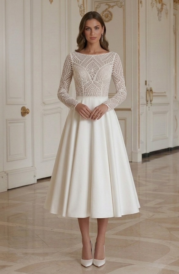Kurzes Hochzeitskleid für moderne Zeremonie Brautkleid