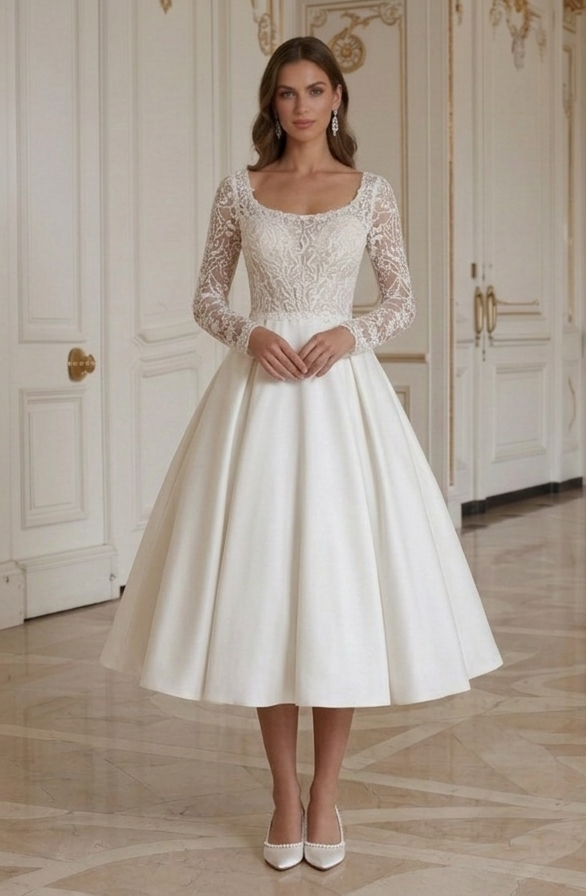 Kurzes Hochzeitskleid für traditionelle Hochzeit