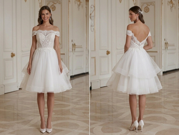 Short Wedding Dress Off Shoulder Romantic Bridal