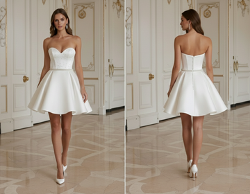 Korte Bruidsjurk Met Elegante Parel Details