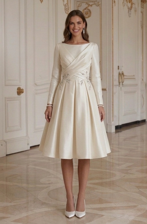 Kurzes Hochzeitskleid mit elegantem Satin-Finish