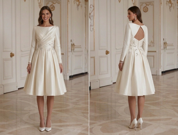 Rochie de mireasă scurtă cu finisaj elegant din satin