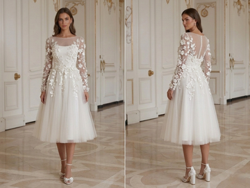 Short Wedding Dress With Floral Applique Bridal