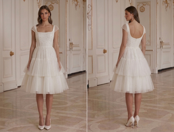 Abito da Sposa Corto con Tulle a Strati