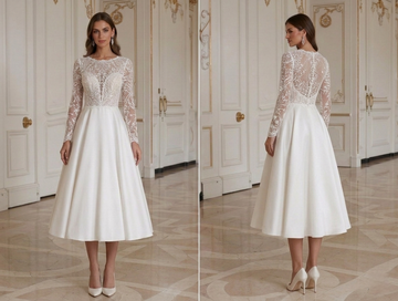 Short Wedding Dress With Modest Coverage Bridal