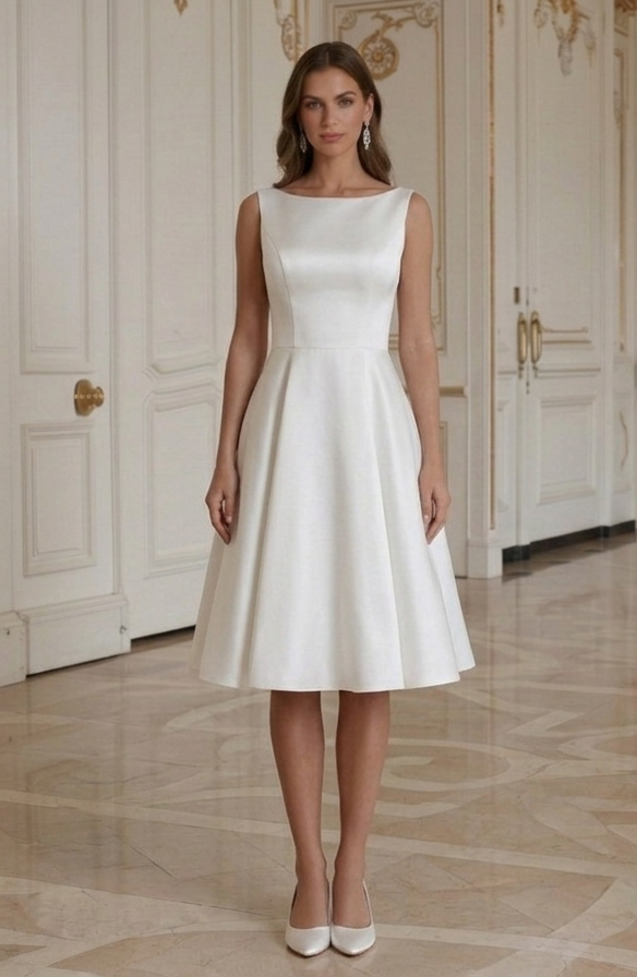 Kurzes Hochzeitskleid mit romantischem Rückendetail