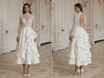 Short Wedding Dress With Ruffle Detail Romantic