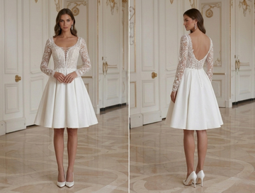 Short Wedding Dress With Scoop Neck Classic Bridal
