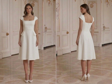 Rochie de mireasă scurtă cu decolteu pătrat Elegantă