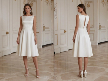 Kurzes Hochzeitskleid mit Stretch-Satin Komfortpassform