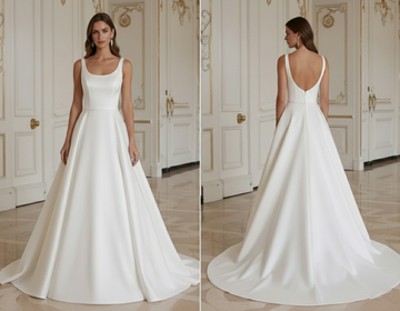 Simple A-Line Wedding Dress Clean Lines Minimal Bridal