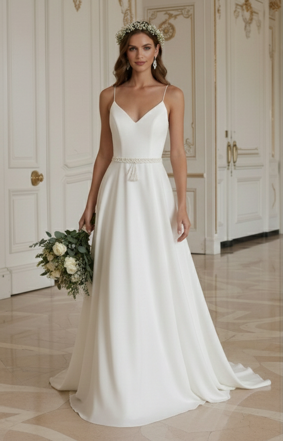 Einfaches Boho Hochzeitskleid Minimalistisches Boho Brautkleid