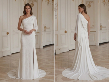 Simple Chiffon Wedding Dress Minimal Bridal Style