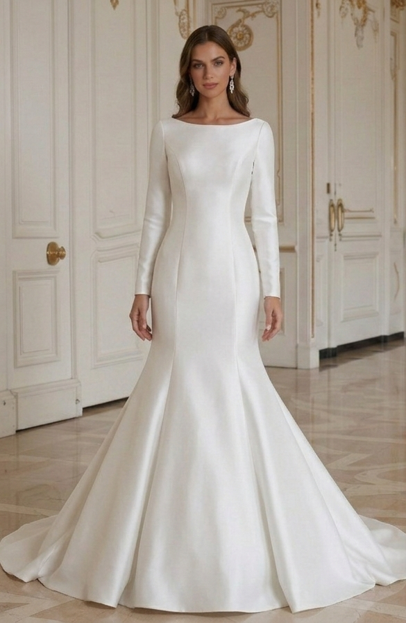 Einfaches Meerjungfrau-Brautkleid Klare Linien Minimalistisch