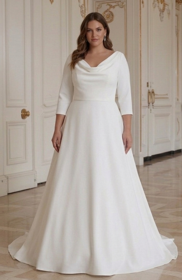 Eenvoudige Plus Size Bruidsjurk Strakke Bruidsstijl