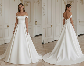 Enkel Prinsess Brudklänning Ren Satin Elegant Brud