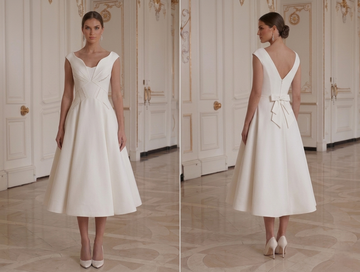 Simple Tea Length Wedding Dress Minimal Bridal Style