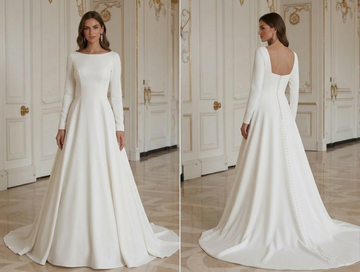 Simple Vintage Wedding Dress Minimal Retro Bridal