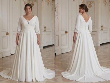 Weiches elegantes Hochzeitskleid für kurvige Frauen, schlichter Brautstil