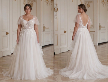 Soft Tulle Wedding Dress For Plus Size Bride Romantic Bridal Gown
