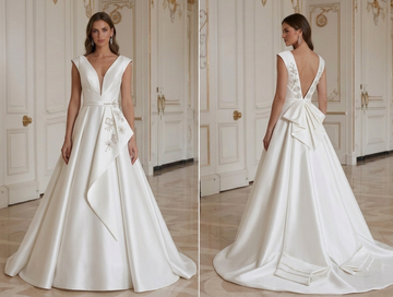Structured Satin Wedding Dress Modern Bridal
