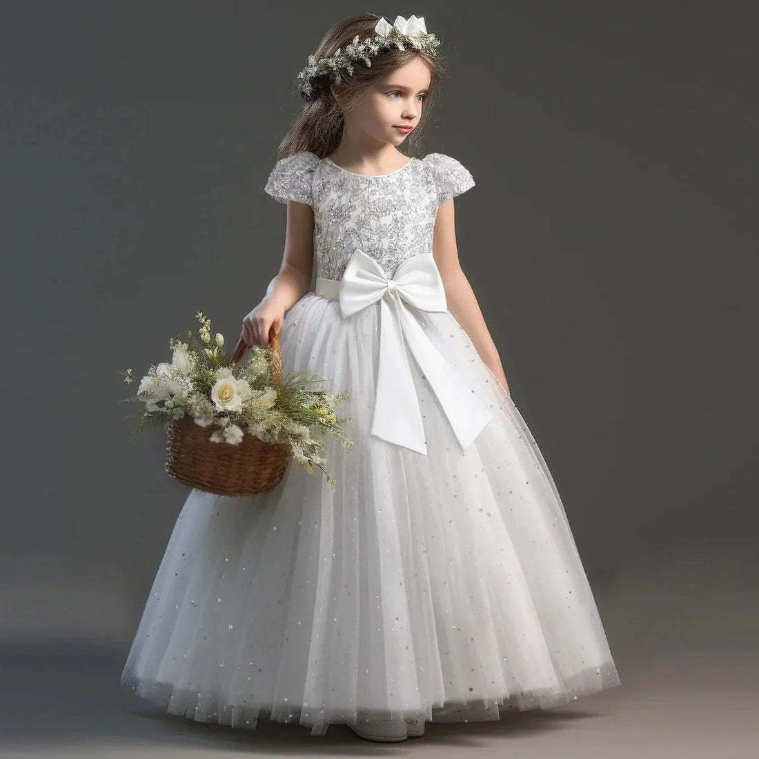 Summer Girls White Long Bridesmaid Dress Flower Girl Wedding Dress Kids Party Birthday Ball Gown First Kids Communion Vestidos White