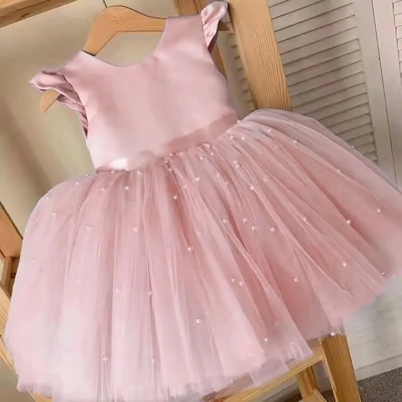 Summer Toddler Baby Girls Dress Kids Elegant Princess Party Tutu Tulle Party Gown Infant Backless 1st Birthday Baptism Clothes Sarah Houston