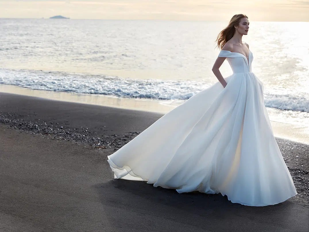 Vestido de noiva de princesa em Mikado branco e organza cetim vestido de novia vestido de noiva TRIMENTO TRINA