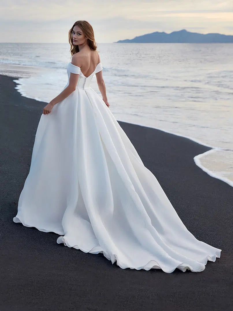 Vestido de noiva de princesa em Mikado branco e organza cetim vestido de novia vestido de noiva TRIMENTO TRINA