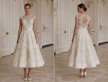 Abito da sposa stile corto a linea A lunghezza tè
