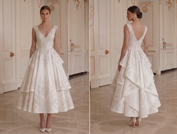 Brautkleid in Tea-Länge Zeitgenössische Mode Brautmode