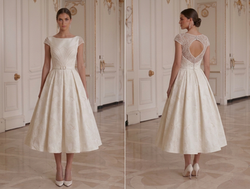 Robe de mariée longueur thé Élégante Style rétro nuptial
