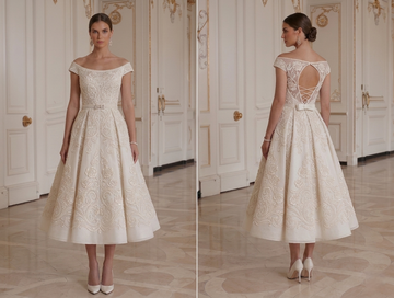 Brautkleid in Tea-Länge Eleganter Hochzeitslook