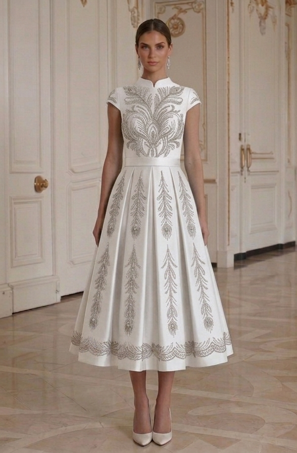 Tea Length Wedding Dress Feminine Elegant Fit