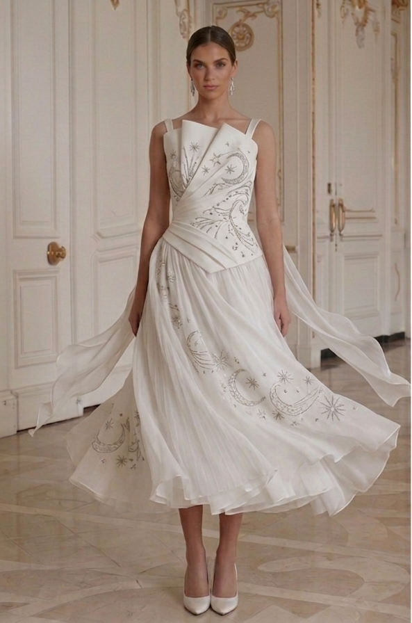 Tea Length Wedding Dress Flowing Tea Length Skirt