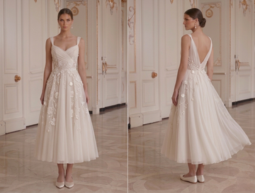 Tea Length Wedding Dress For Beach Wedding Party Bride