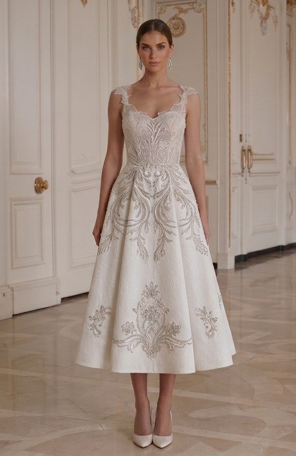 Brautkleid in Tea-Länge für legere Hochzeiten